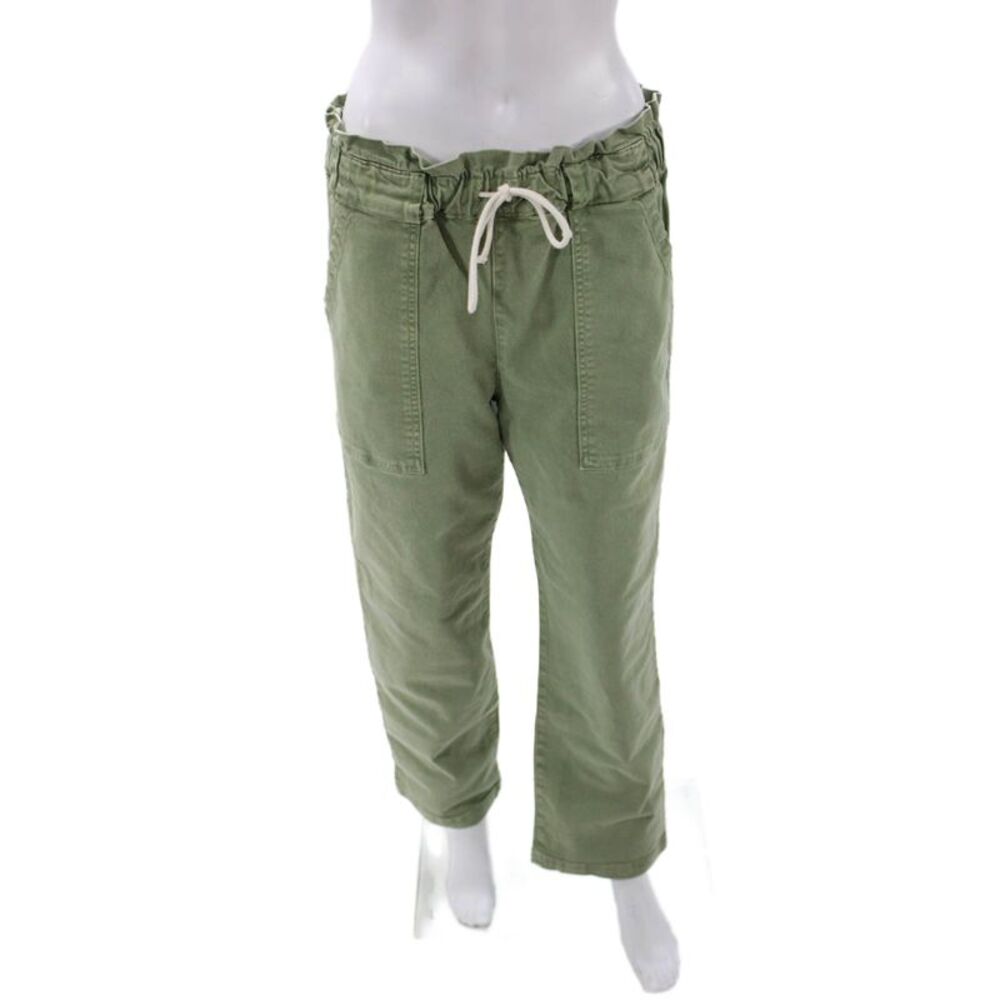 Electric & Rose Women Paperbag Jogger Pants Army Green Drawstring Size M